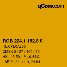 カラーコード: RGB 224.1 162.8 0 | qconv.com