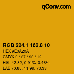 カラーコード: RGB 224.1 162.8 10 | qconv.com