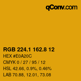 カラーコード: RGB 224.1 162.8 12 | qconv.com