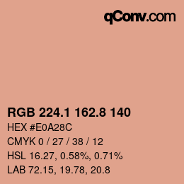 カラーコード: RGB 224.1 162.8 140 | qconv.com