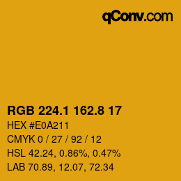 カラーコード: RGB 224.1 162.8 17 | qconv.com