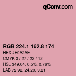 カラーコード: RGB 224.1 162.8 174 | qconv.com