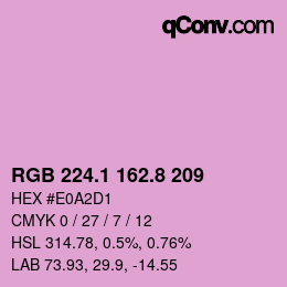 カラーコード: RGB 224.1 162.8 209 | qconv.com