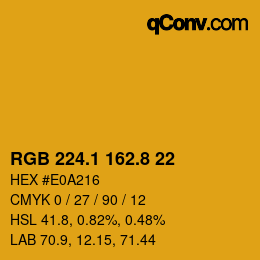 カラーコード: RGB 224.1 162.8 22 | qconv.com