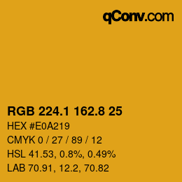 カラーコード: RGB 224.1 162.8 25 | qconv.com