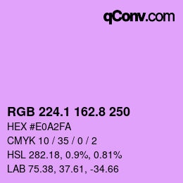 カラーコード: RGB 224.1 162.8 250 | qconv.com