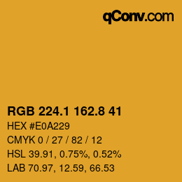 カラーコード: RGB 224.1 162.8 41 | qconv.com