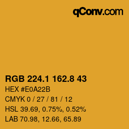 カラーコード: RGB 224.1 162.8 43 | qconv.com