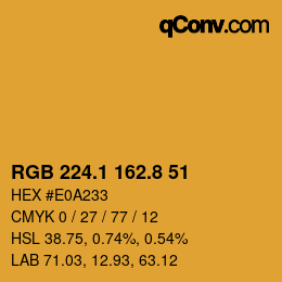 Color code: RGB 224.1 162.8 51 | qconv.com