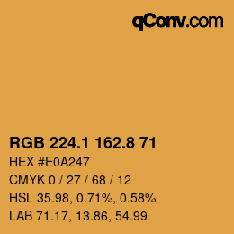 Color code: RGB 224.1 162.8 71 | qconv.com