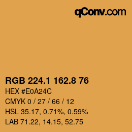 Color code: RGB 224.1 162.8 76 | qconv.com