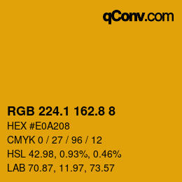 カラーコード: RGB 224.1 162.8 8 | qconv.com