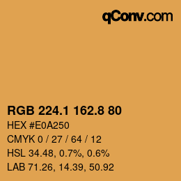 Color code: RGB 224.1 162.8 80 | qconv.com