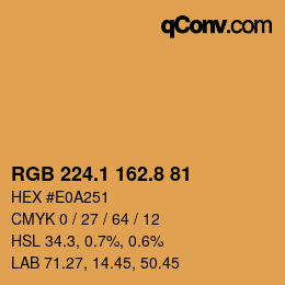 Color code: RGB 224.1 162.8 81 | qconv.com