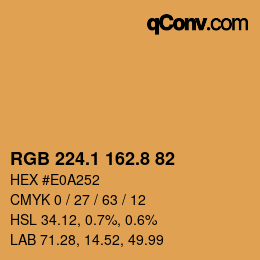カラーコード: RGB 224.1 162.8 82 | qconv.com