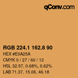 Color code: RGB 224.1 162.8 90 | qconv.com