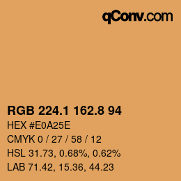 カラーコード: RGB 224.1 162.8 94 | qconv.com
