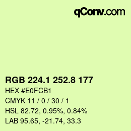 カラーコード: RGB 224.1 252.8 177 | qconv.com
