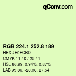 Color code: RGB 224.1 252.8 189 | qconv.com