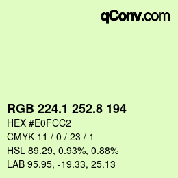 Color code: RGB 224.1 252.8 194 | qconv.com