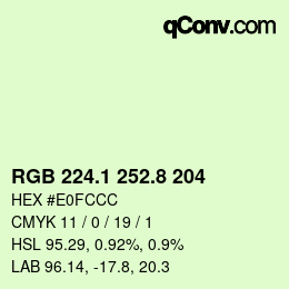 Color code: RGB 224.1 252.8 204 | qconv.com