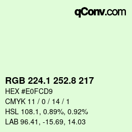 カラーコード: RGB 224.1 252.8 217 | qconv.com