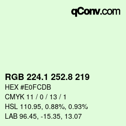 Color code: RGB 224.1 252.8 219 | qconv.com