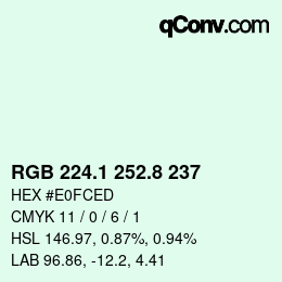 Color code: RGB 224.1 252.8 237 | qconv.com