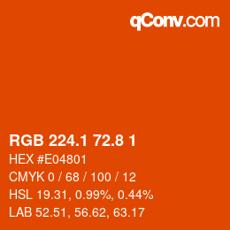 カラーコード: RGB 224.1 72.8 1 | qconv.com