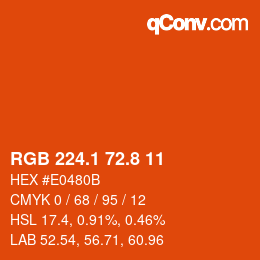 カラーコード: RGB 224.1 72.8 11 | qconv.com