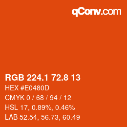 カラーコード: RGB 224.1 72.8 13 | qconv.com