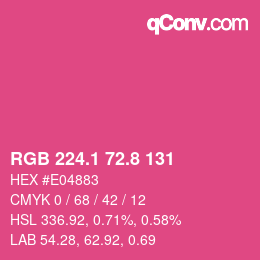 カラーコード: RGB 224.1 72.8 131 | qconv.com
