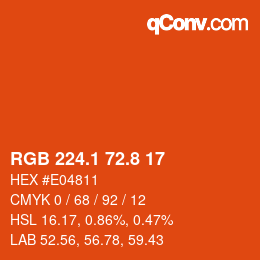 カラーコード: RGB 224.1 72.8 17 | qconv.com