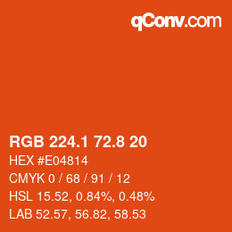 カラーコード: RGB 224.1 72.8 20 | qconv.com