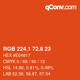 カラーコード: RGB 224.1 72.8 23 | qconv.com