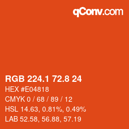 カラーコード: RGB 224.1 72.8 24 | qconv.com