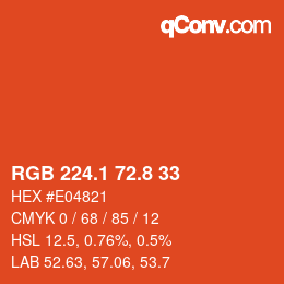 カラーコード: RGB 224.1 72.8 33 | qconv.com
