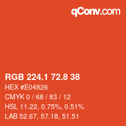 カラーコード: RGB 224.1 72.8 38 | qconv.com