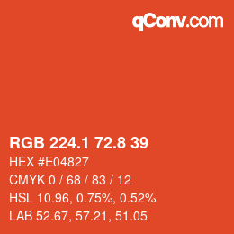カラーコード: RGB 224.1 72.8 39 | qconv.com
