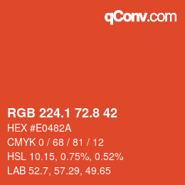 カラーコード: RGB 224.1 72.8 42 | qconv.com