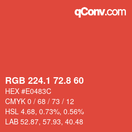 カラーコード: RGB 224.1 72.8 60 | qconv.com