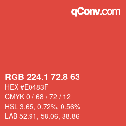 カラーコード: RGB 224.1 72.8 63 | qconv.com