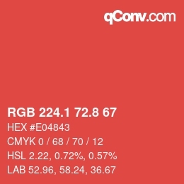カラーコード: RGB 224.1 72.8 67 | qconv.com