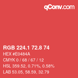 カラーコード: RGB 224.1 72.8 74 | qconv.com