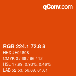 Color code: RGB 224.1 72.8 8 | qconv.com