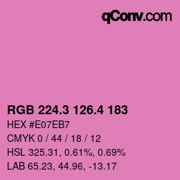カラーコード: RGB 224.3 126.4 183 | qconv.com