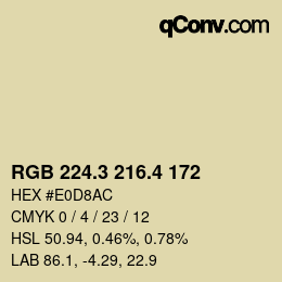 カラーコード: RGB 224.3 216.4 172 | qconv.com