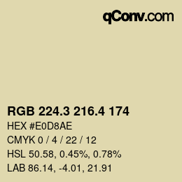 カラーコード: RGB 224.3 216.4 174 | qconv.com