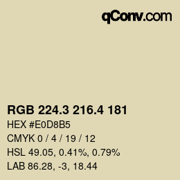 カラーコード: RGB 224.3 216.4 181 | qconv.com