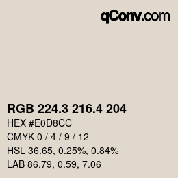 カラーコード: RGB 224.3 216.4 204 | qconv.com